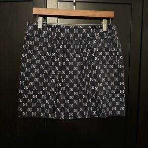 Navy and white mini skirt